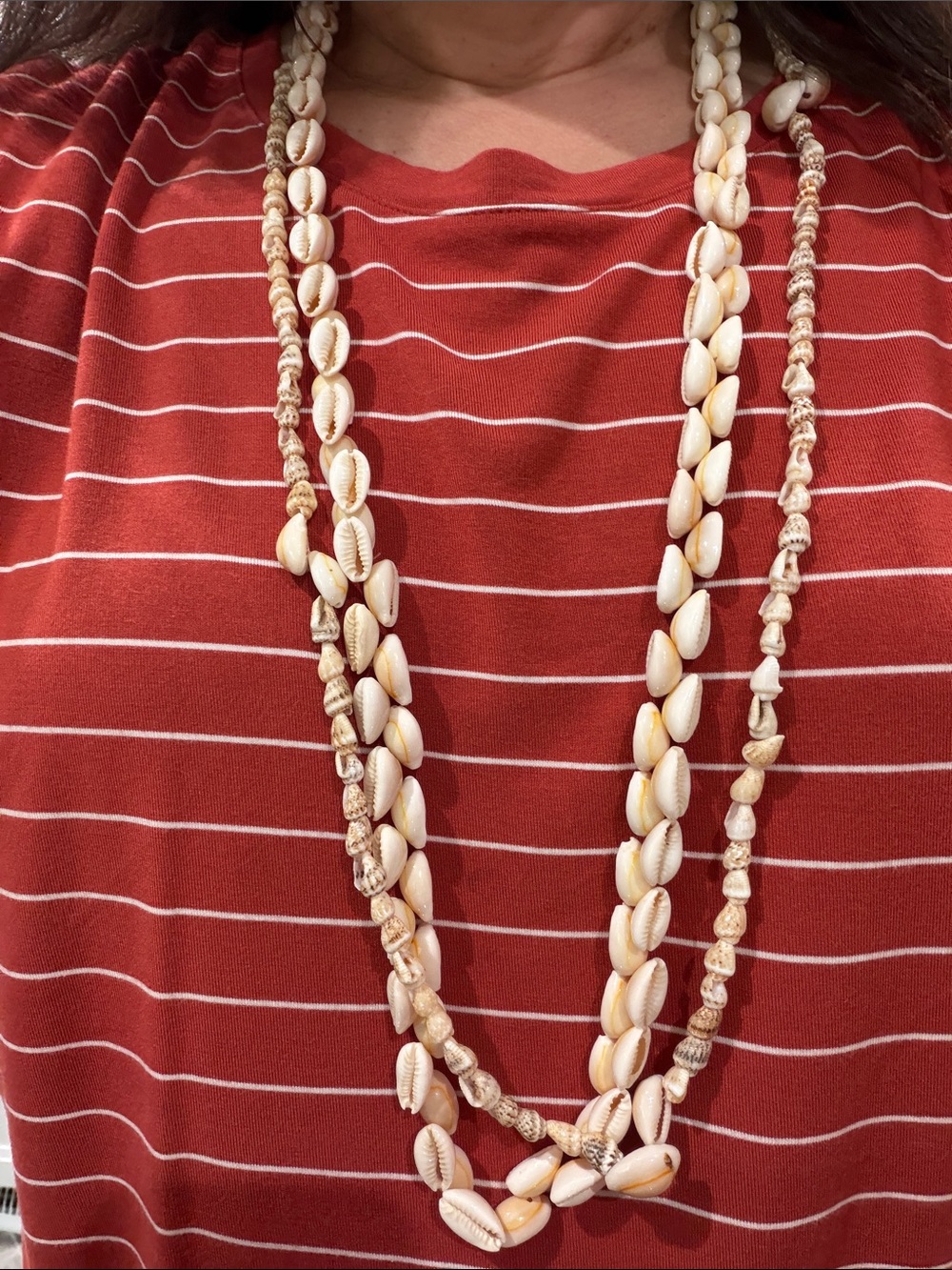 Natural Cream Shell Layered Necklace - Beach-Inspired Jewelry- 2 pieces